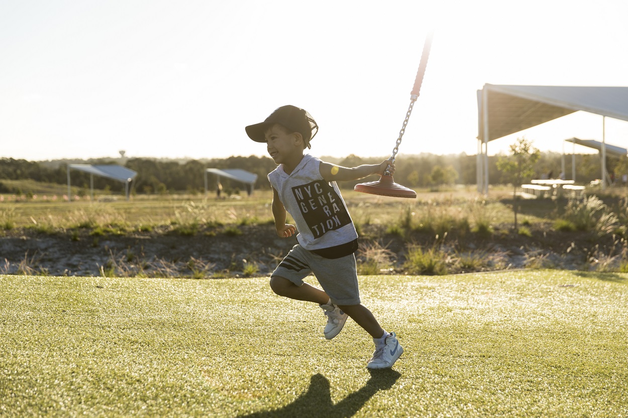 kid running with flying fox